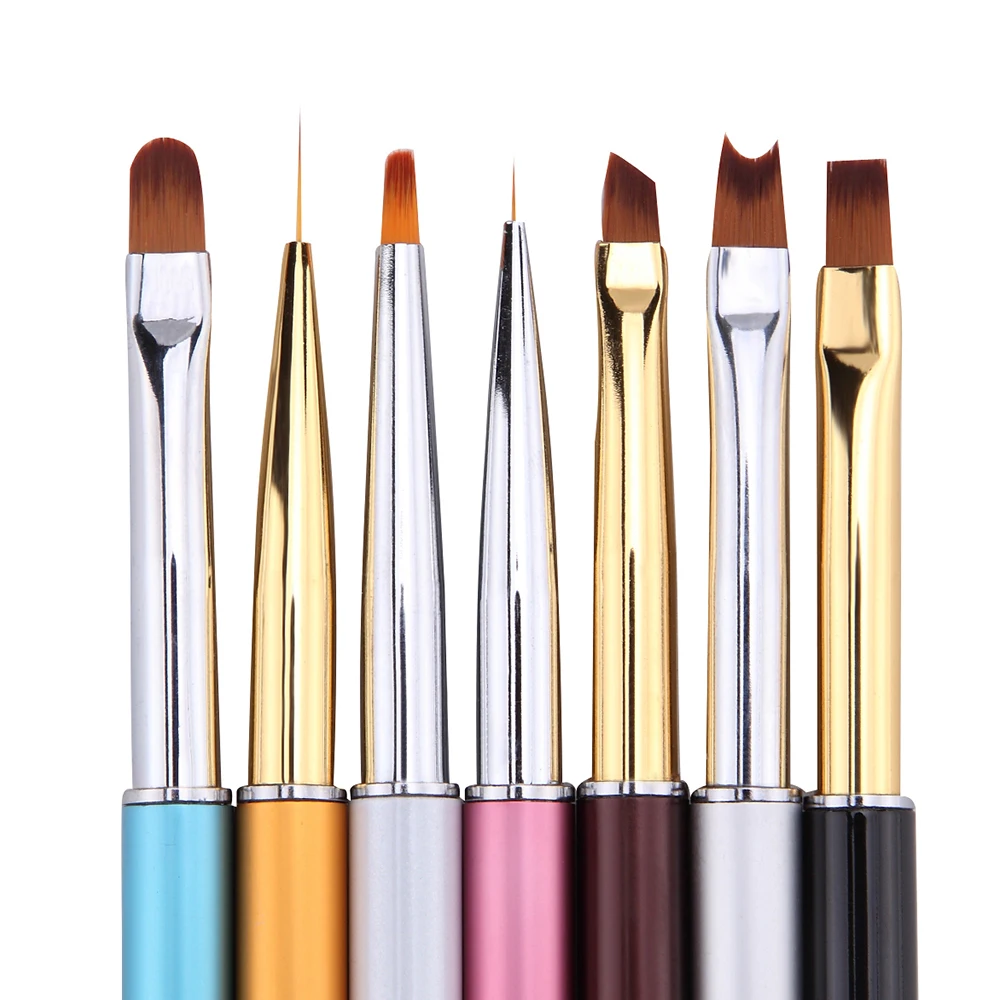 7 видов стилей металлический дизайн ногтей акриловая ручка УФ-гель удлинитель