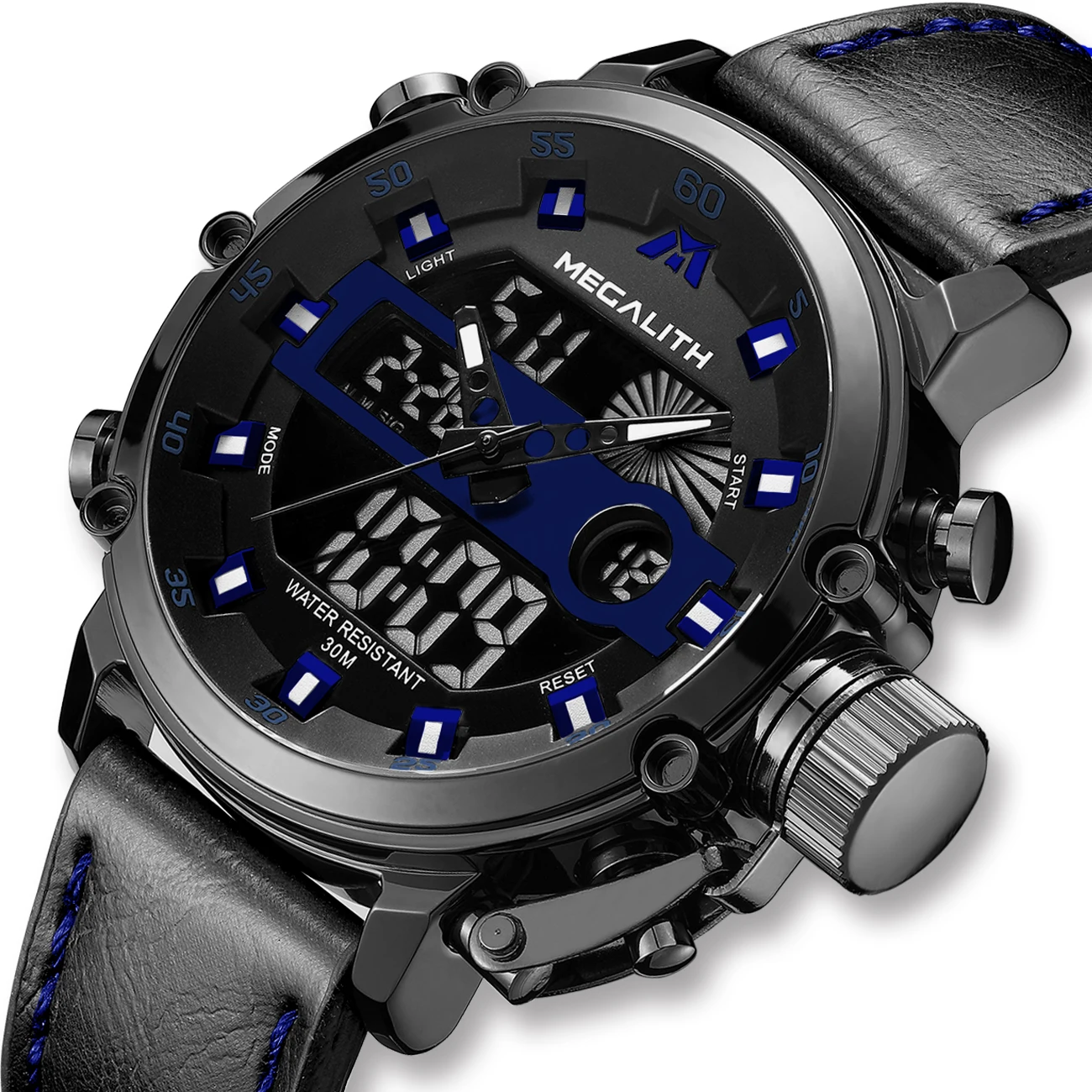 Цена оптовой продажи мегалитическая двойной Дисплей Для мужчин часы