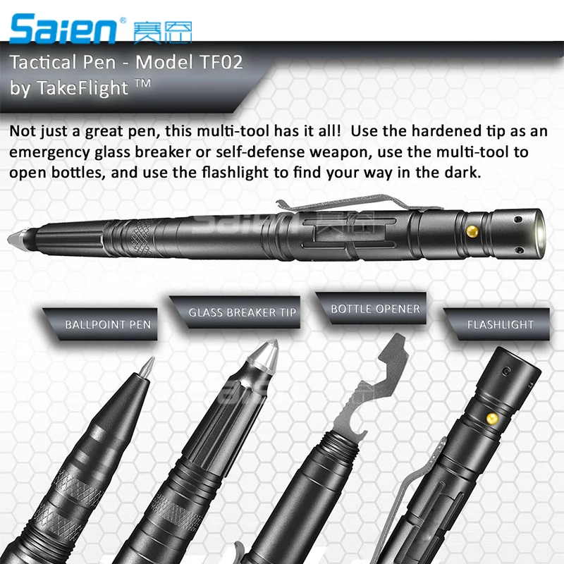 Тактическая ручка для самообороны многофункциональный инструмент светодиодный