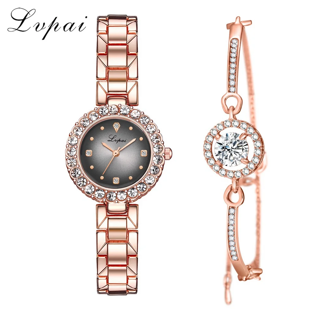 

Lvpai Brand Fashion Rose Gold Wristwatch Luxury Women Bracelet Watches Casual Stylish Female Gift Clock 2 Pcs Set Zegarek Damski