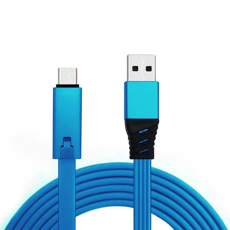 Blue Cable Регулируемый usb-кабель, кабель для зарядки телефона для iPhone, быстрый ремонт, Android type C, многоразовая линия для мобильных телефонов - Цвет: Blue Cable