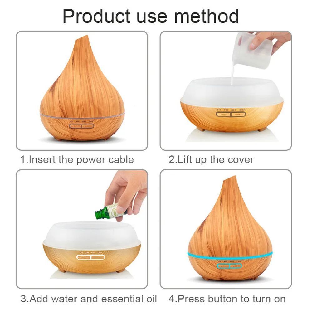 

Wood Grain Essential Oil Aromatherapy Diffuser USB Charging Home Room Air Humidifier Purify Soothing LED Night Light Mist Maker