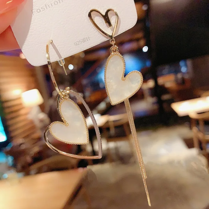 Новые ювелирные изделия Асимметричная love с кисточками модные чистая красное