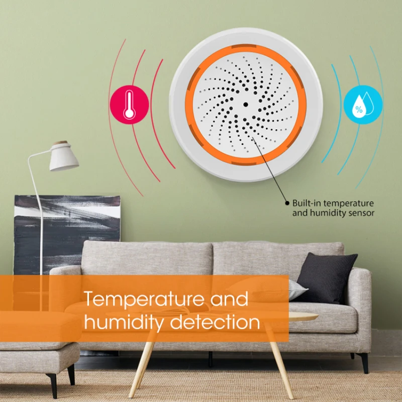 Tuya Smart Zigbee датчик температуры и влажности сигнализация 3 в 1 90 дБ звуковой