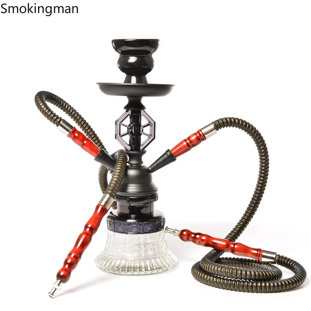 

Маленький дорожный кальян, двойной шланг из стекла, набор аксессуаров для курительной воды