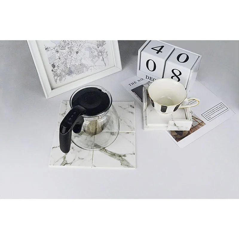 6 шт. Мраморная Подставка для стаканов чайная подставка столовые приборы