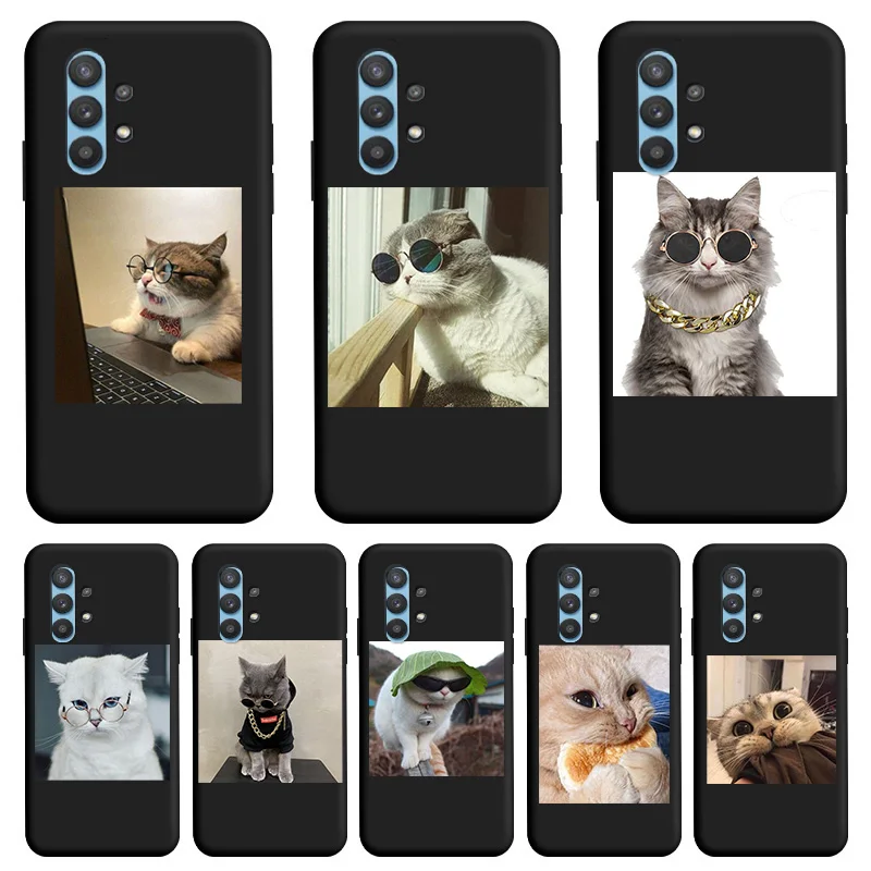 

Cute kitten Black TPU Soft Shell For Samsung Galaxy A32 A42 4G 5G Case Cute Cat Personality Cartoon Silicone Fundas For Samsung