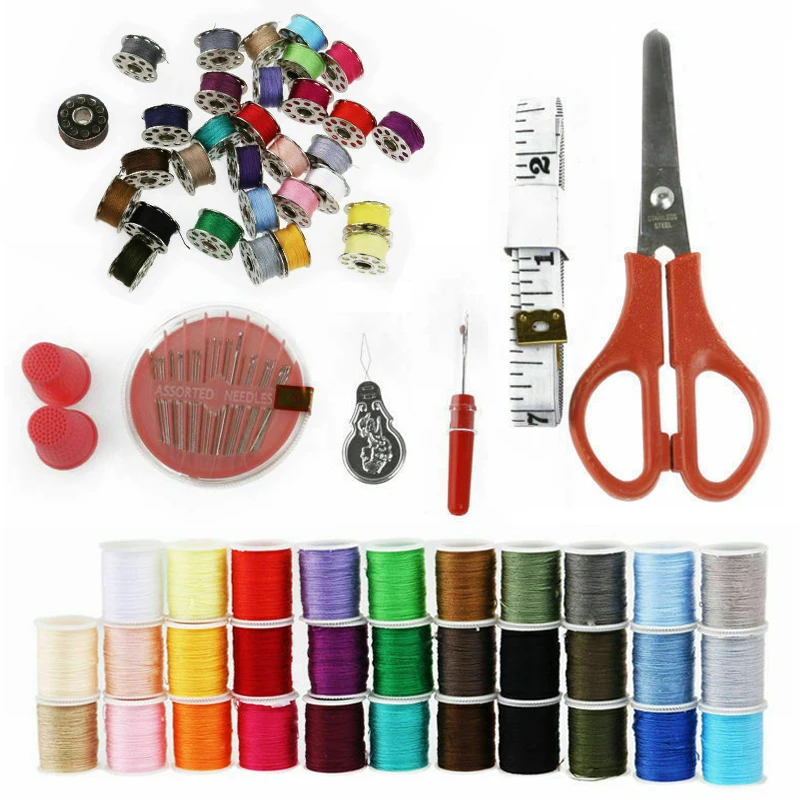 100 шт./пакет набор швейных ниток для швейной машины катушка с лентой иголки