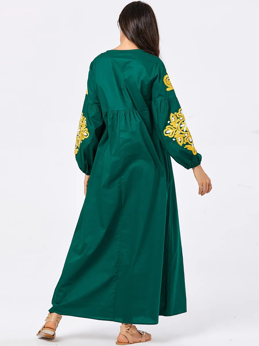 BNSQ женские мусульманские Длинные платья плюс размер халат вышивка abaya открытый Дубай Парер Рамадан Повседневный кафтан длинное платье
