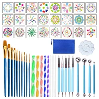53pcs set dotting tools kit for painting stone pottery stencil embossing pen stencil brush diy handwork template