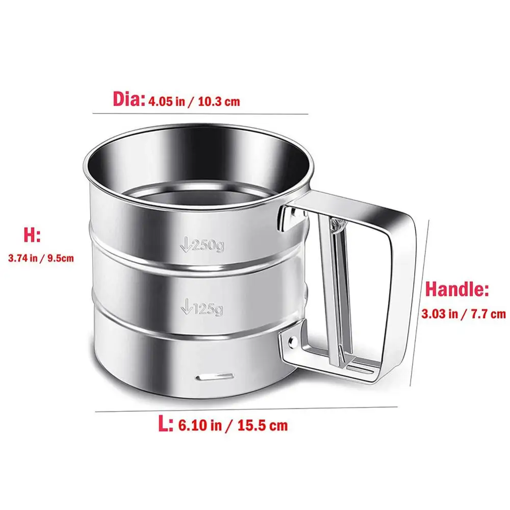 80%HOTStainless Steel Powder Flour Sieve Cup Mesh Strainer Baking Kitchen Gadget Tool | Дом и сад