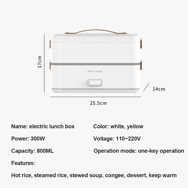 

110~220V Lunch Box Food Container Portable Electric Heating Insulation Dinnerware Food Storage Container Bento Lunch Box