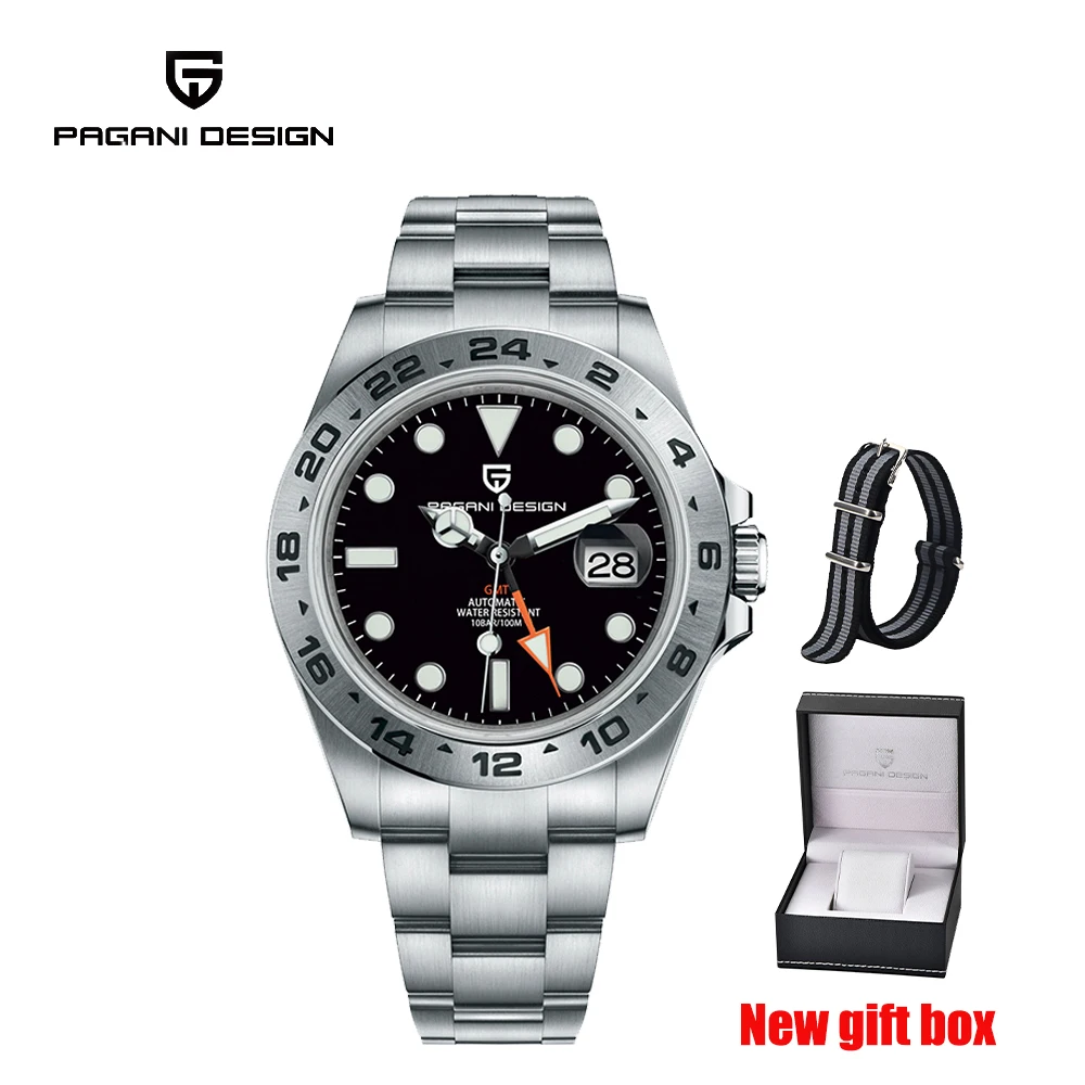 

PAGANI DESIGN 2021 New Men's Automatic Mechanical 42mm Sapphire Stainless Steel Waterproof GMT Luminous Watch Reloj Hombre