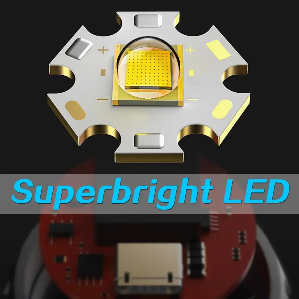 구매 35000LM LED 손전등 USB 충전식 손전등 휴대용 내장 배터리 토치 방수 토치 장거리 손전등