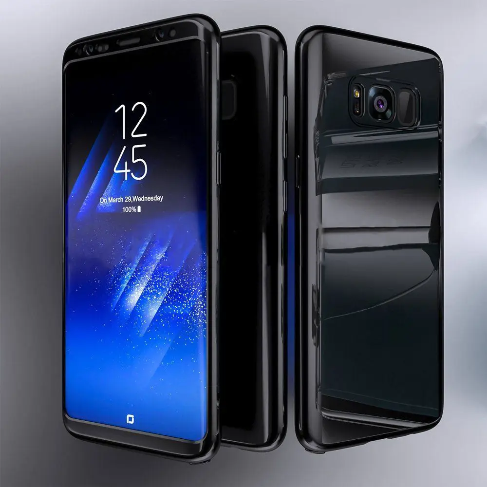 Black Для samsung Galaxy S10 чехол S10E S9 S8 Plus покрытие глянцевое зеркало 360 Защитная крышка для экрана для samsung S7 edge Note 8 9 A5 - Цвет: Black