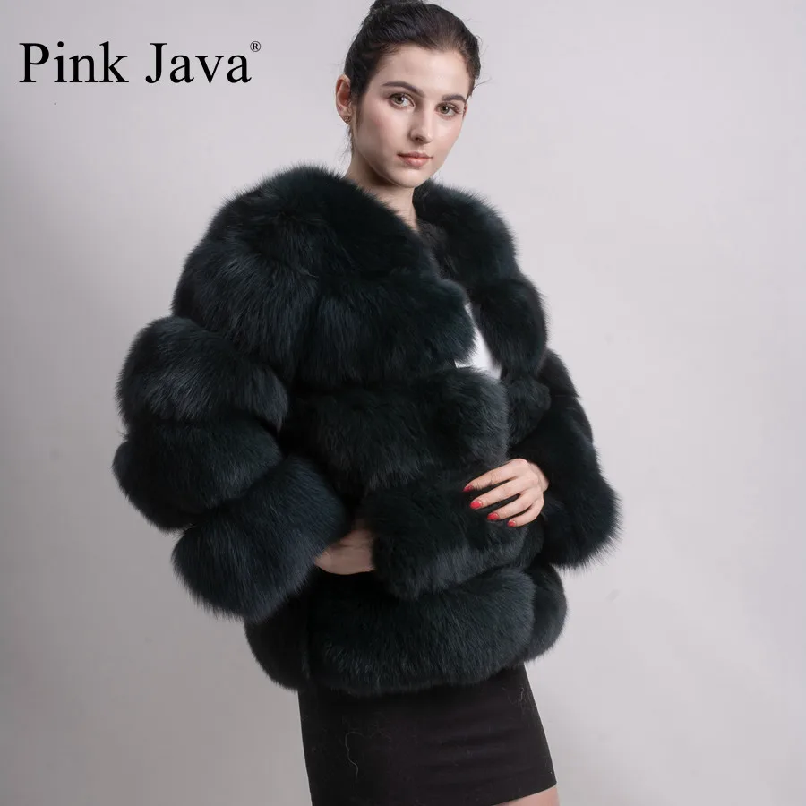 Розовая java QC8081 новая модель женская шуба из натурального Лисьего меха с длинными рукавами зимняя модная меховая одежда высокого качества