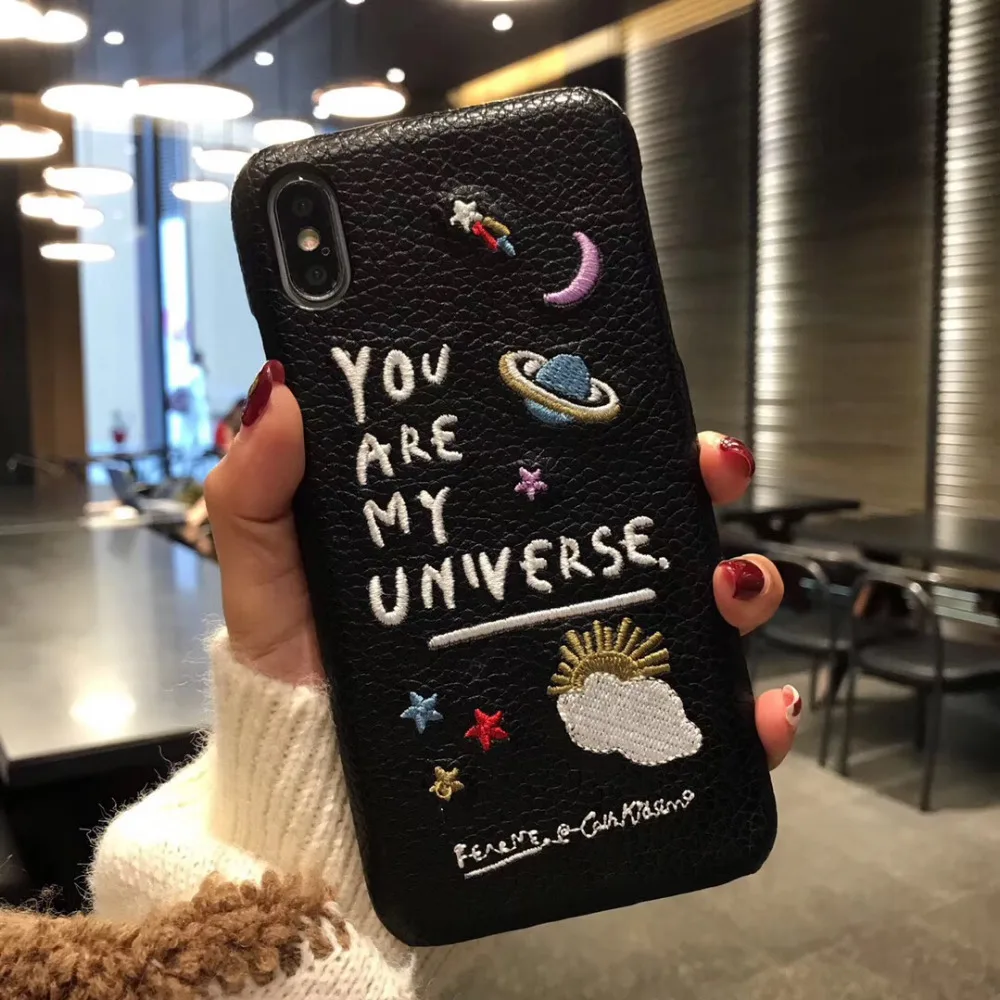 Роскошный кожаный чехол с вышивкой для iphone 11 Pro Max мобильный телефон изображением