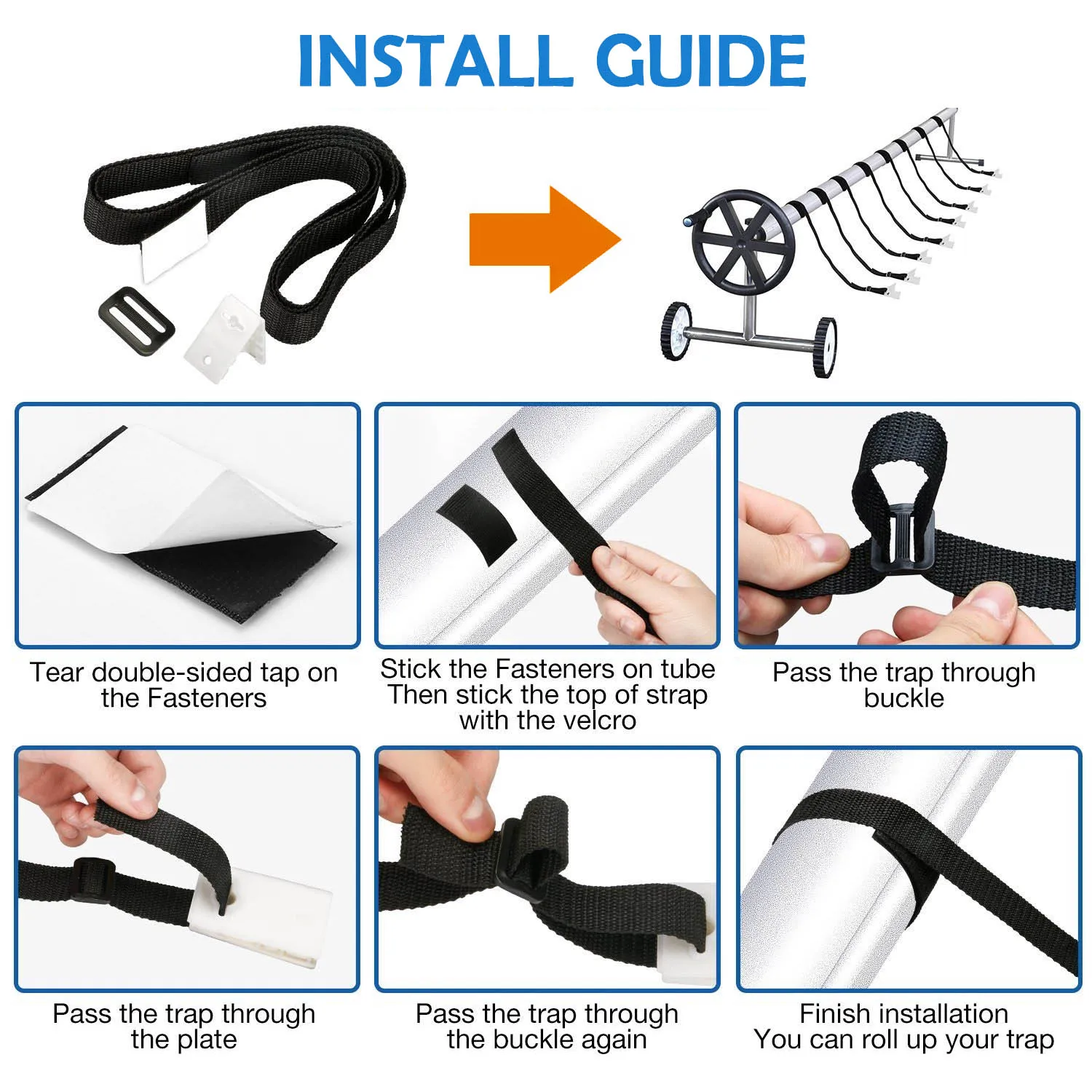 Комплект креплений для бассейна на солнечной батарее 8 шт. ремней одеяла + пряжек