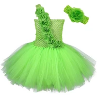 green child sleeveless one shoulder ruffle party dress kids happy easter costume for flower girls birthday dress with headband