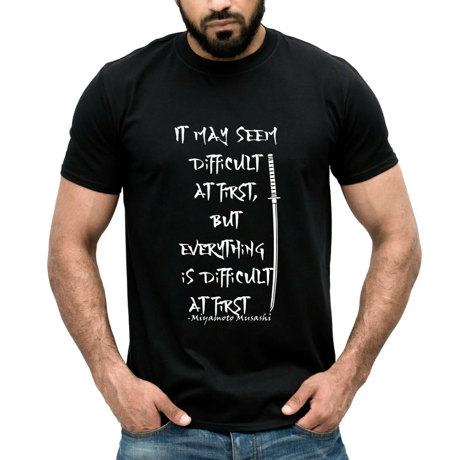 

Samurai Miyamoto Musashi T-Shirt Japanese Inspired Quote Saying Short Sleeve Top