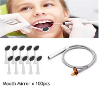 100 pcsbag dental disposable anti fog saliva suction plastic mouth mirror stainless steel handle silicon tube dentist material