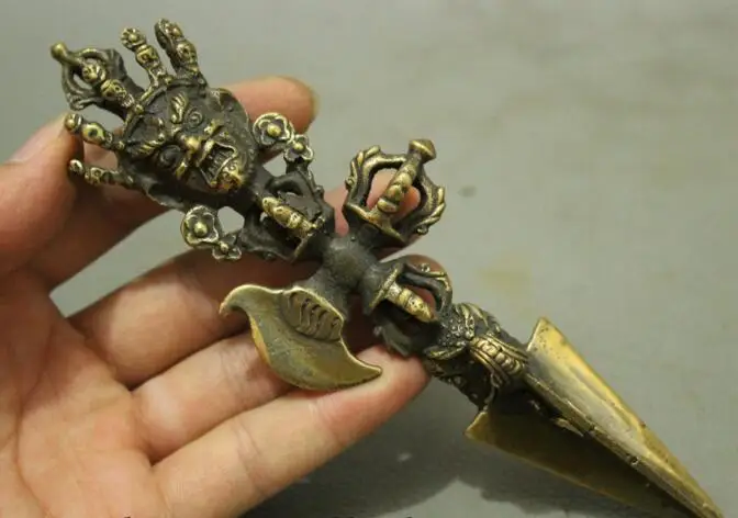 Медная Статуя тибетская бронзовая медь буддизм Mahakala голова гневного божества