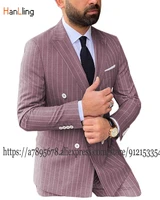 mens 2 piece striped business notch lapel jacket wedding groom tuxedo dress double breasted blazer trousers %d0%ba%d0%be%d1%81%d1%82%d1%8e%d0%bc %d0%bc%d1%83%d0%b6%d1%81%d0%ba%d0%be%d0%b9