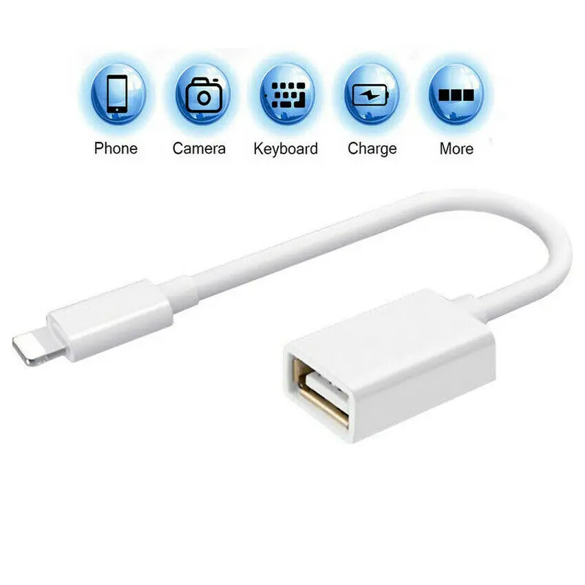 Адаптер OTG с lightning на USB для iPhone 7 8 X комплект подключения камеры конвертер iPad iOS 12 13