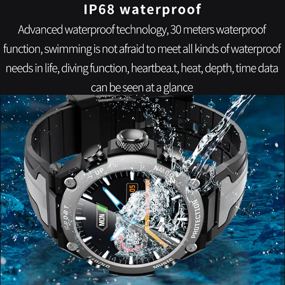 Смарт-часы мужские IP68 с компасом измерением давления воздуха DK10 | Электроника