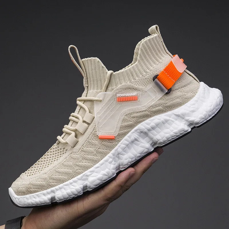 

Men's Casual Shoes 2021 Spring New Korean Fashion Trendy Men's Shoes Breathable Flying Woven Running Sports Shoes Men