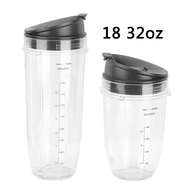 18 32 oz Ounce Cup with Sip N Seal Lids Spare Replacement Parts Accessories for Nutri Ninja Auto-iQ and Duo Blenders Juicer