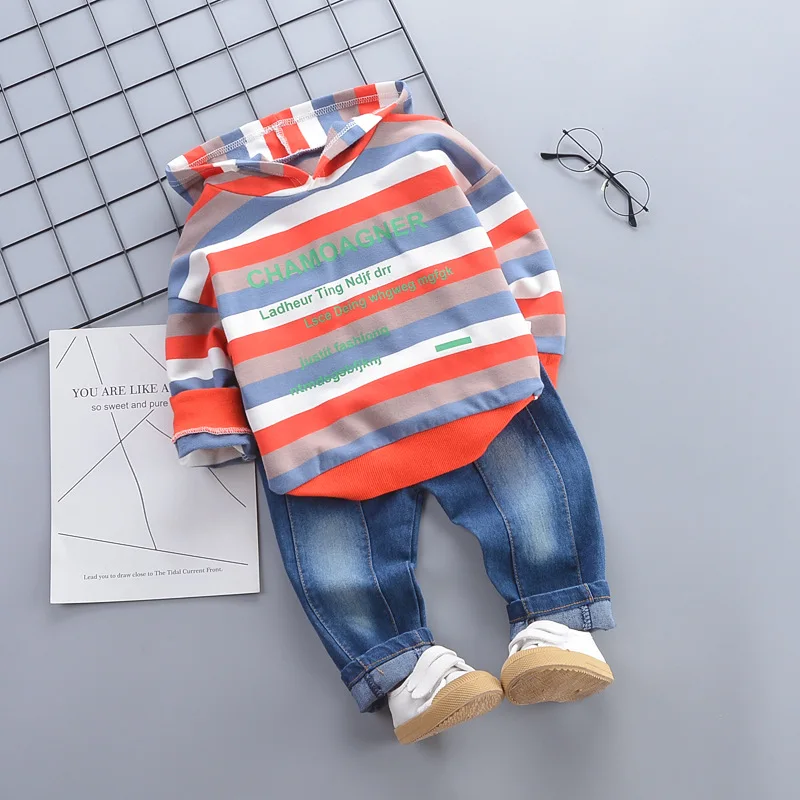 Осенне весенний Повседневный Спортивный костюм для малышей хлопковая футболка с