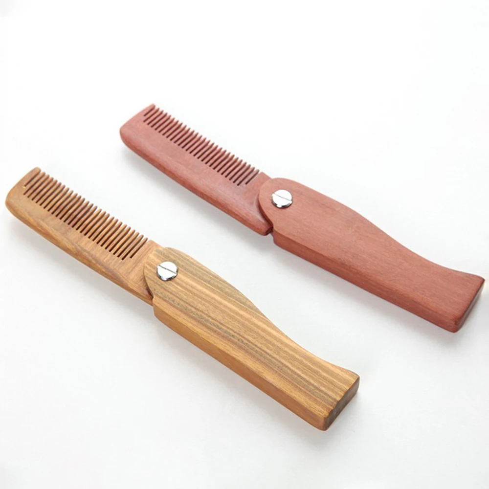 Натуральная Зеленая сандаловая деревянная Складная расческа для волос