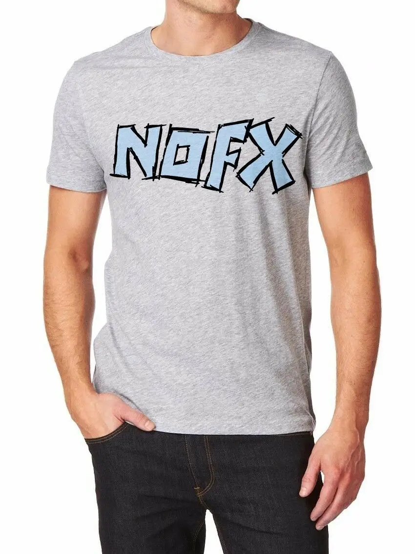 NOFX LOGO T Shirt Мужская футболка с принтом от Epson серого и белого цветов|Мужские