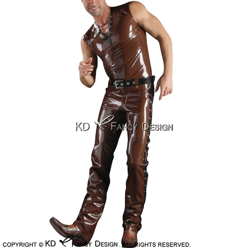 

Cowboys Sexy Latex Tank Shirt Top And Rubber Jeans Pants Trousers Leggings Without Belts YF-0136