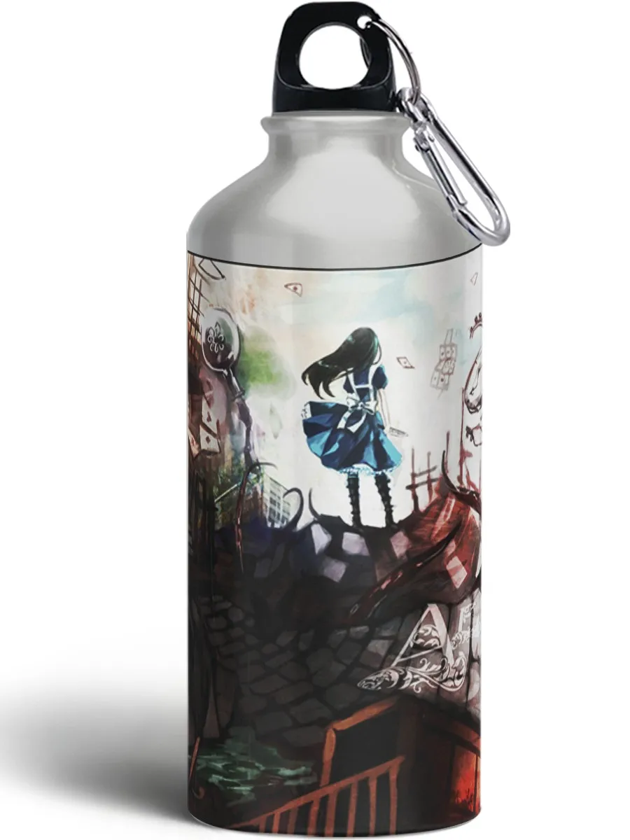 Бутылка спортивная туристическая фляга с карабином Alice Madness Returns - 1 | Спорт и