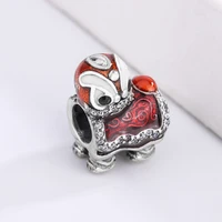 s925 sterling silver chinese red lion dance beads charms bracelet traditional lion dance performing dancers costumes for pandora
