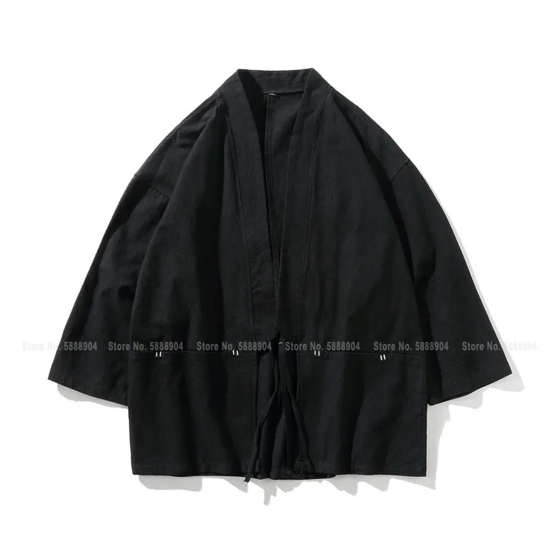 Китайский стиль Hanfu Топы Zen чайные халаты модные японские Самурайские кимоно мужское платье Harajuku Haori