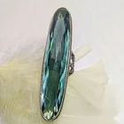Женское кольцо из серебра 925 пробы, с зеленым драгоценным камнем, размер 5-11