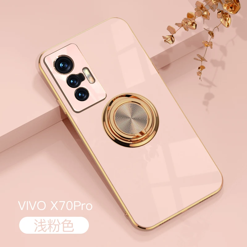 

Luxury Plating Case For Vivo X70 X30 X50 X60 Pro Iqoo 7 8 Neo5 S9 S10 Silicon With Ring Magnetic Car Holder Stand Phone Cover