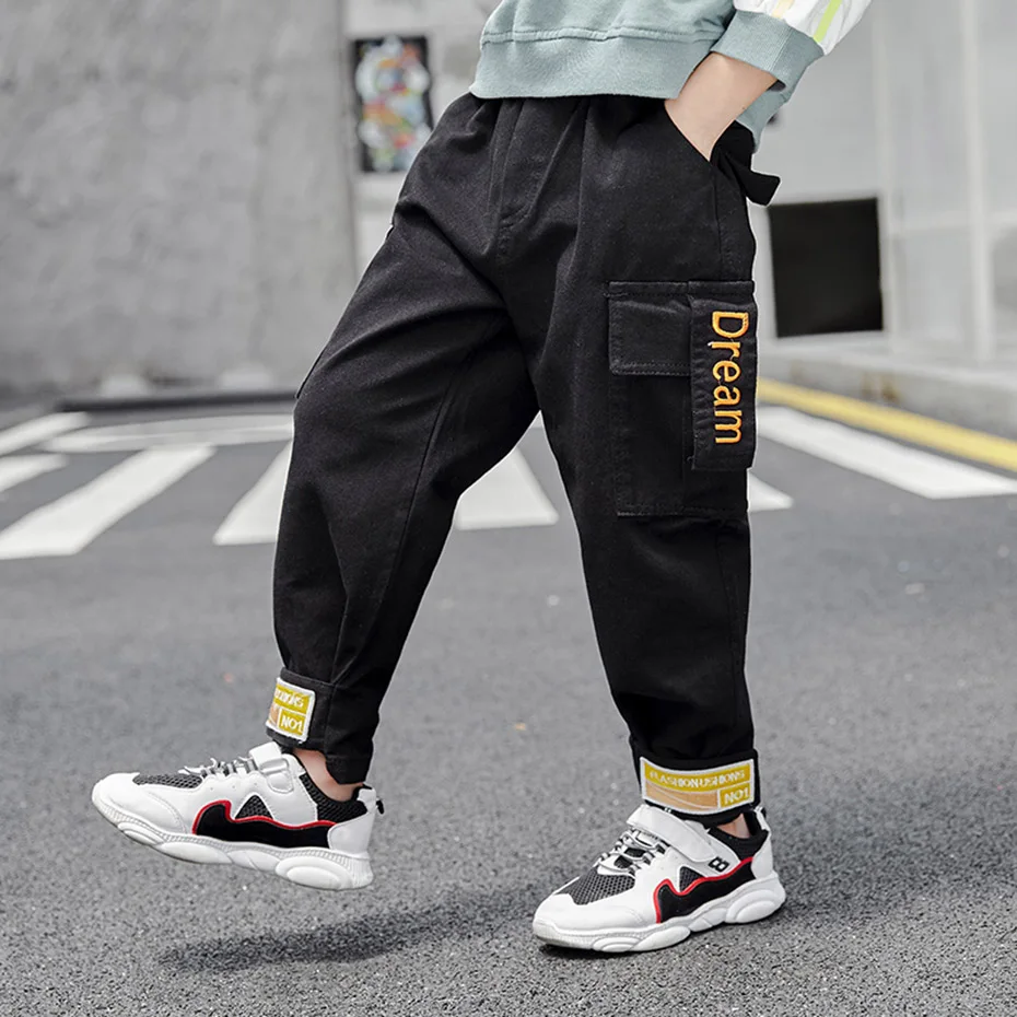 Штаны для мальчиков штаны с буквенным принтом карго детские осенняя одежда