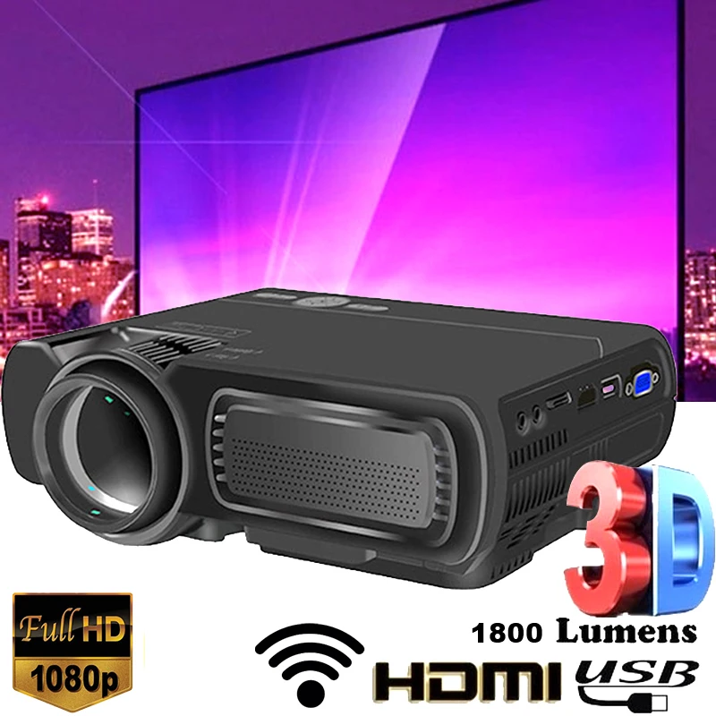 Мини проектор T5 Full HD 1080P Wi Fi подключение к телефону 1280x800P разрешение 4K для