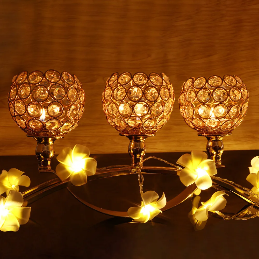 

candle holders Wedding Holiday Three Crystal Candlestick Plot People Gift Decoration candle holders candle lantern 50XX008