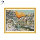 Теплый рисунок снежного городка вышивка крестиком наборы Aida 14CT 11CT напечатанный холст хлопок нить шитье ремесло набор домашний декор