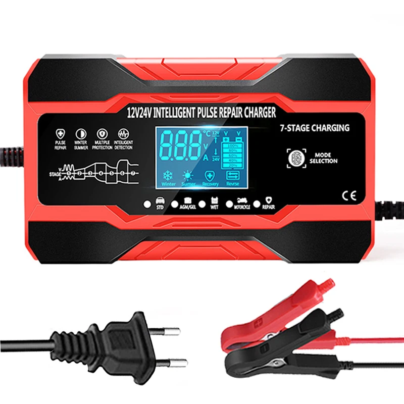 12V 24V 7 stage салона автомобиля Батарея Зарядное устройство полностью
