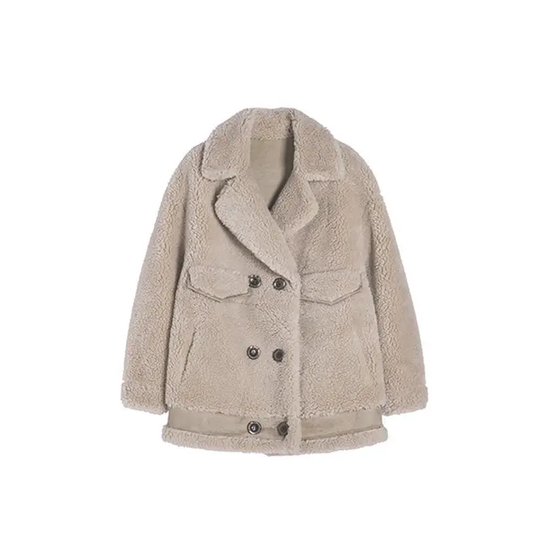 

Faux Fur Coat Women 2020 Casual Furry Thick Warm Short Faux Rabbit Fur Jacket Loose Winter Coat Women casaco feminino White Coat
