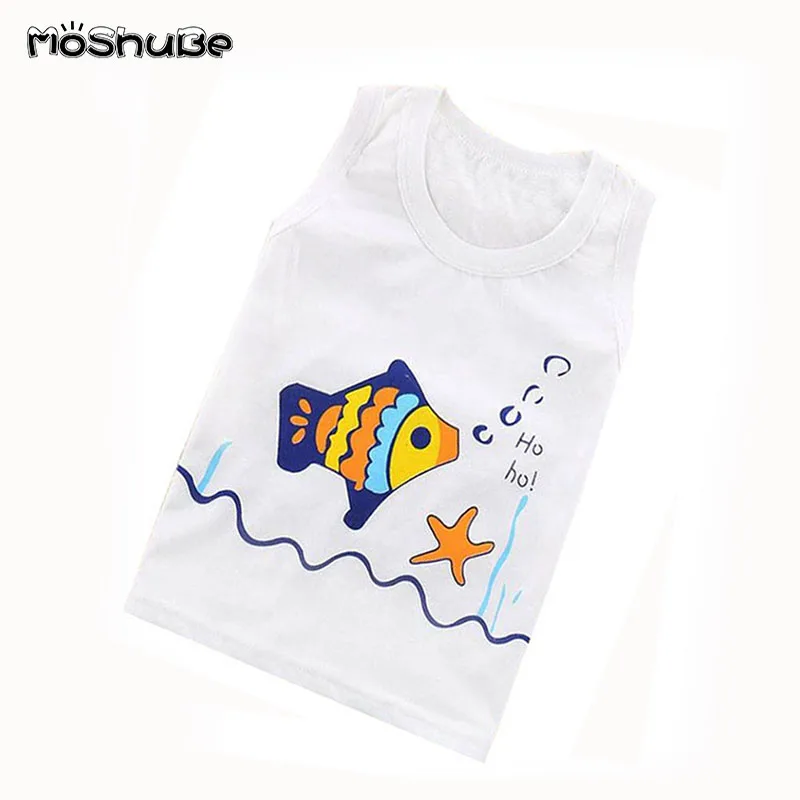 Детская футболка без рукавов Летние топы для мальчиков и девочек Жилет рубашка