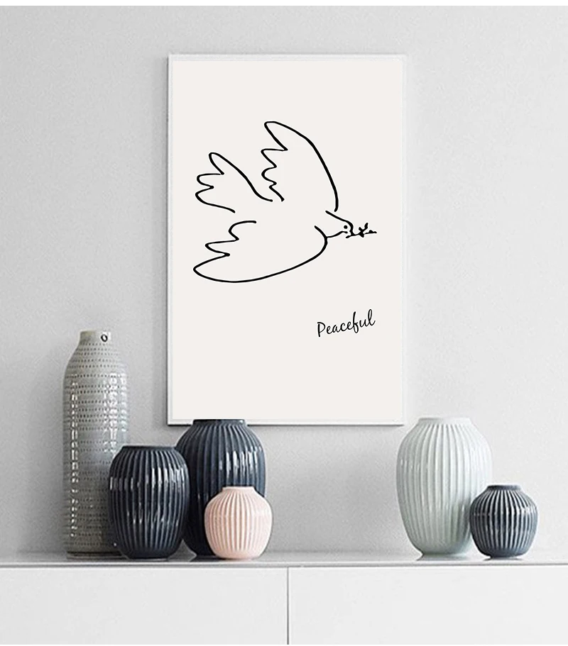 Картина на холсте Picasso Matisse Girl Bird Line для рисования настенные постеры и принты в