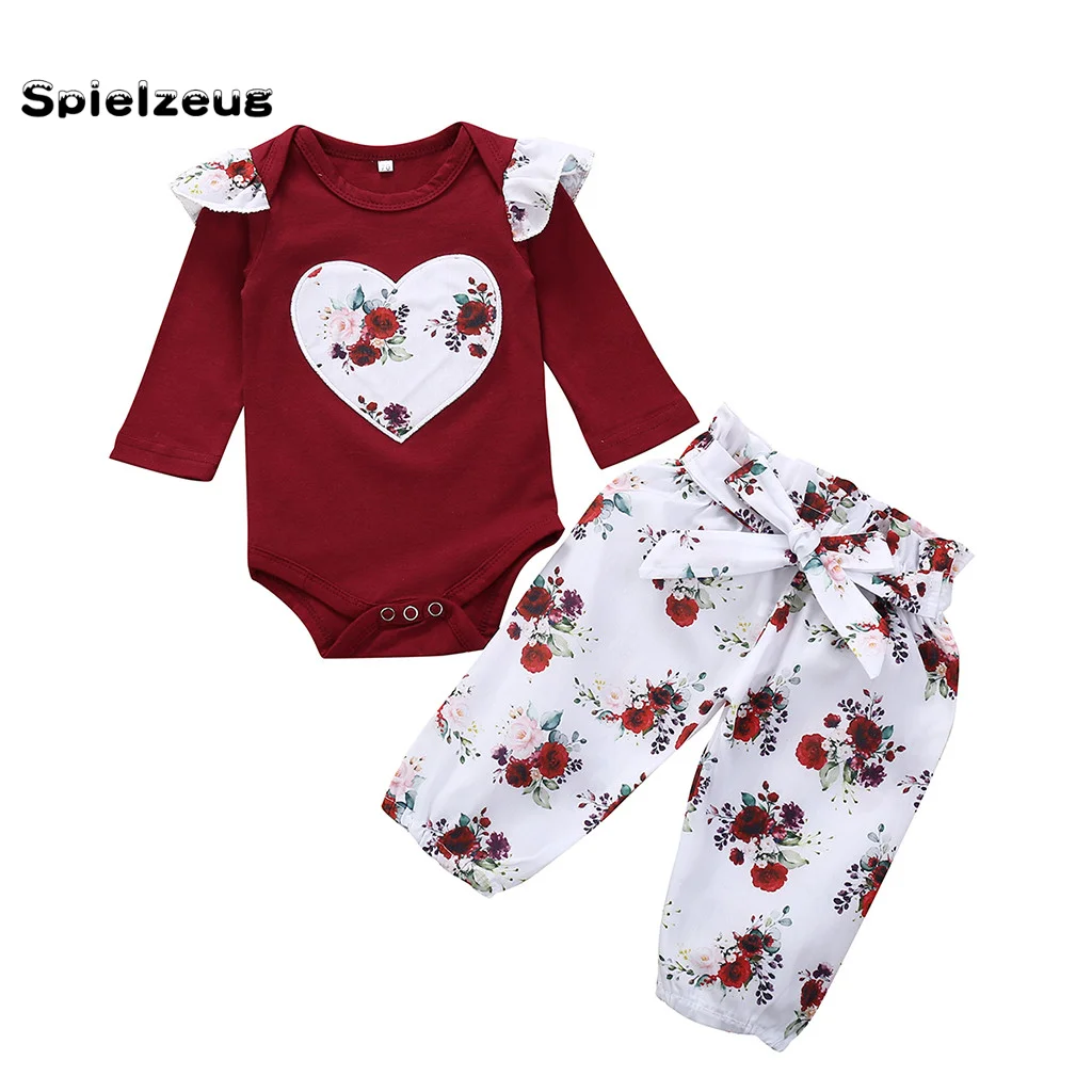 Модный комплект из 2 предметов Одежда для новорожденных и маленьких девочек на