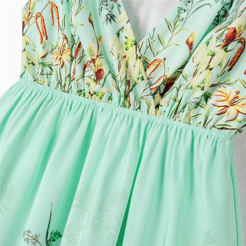 

Y.L.STUDIO Mother and Daughter Dresses Summer Flower Printed Fashion Mom Girls Baby Family Matching Outfits Polyester Dresses